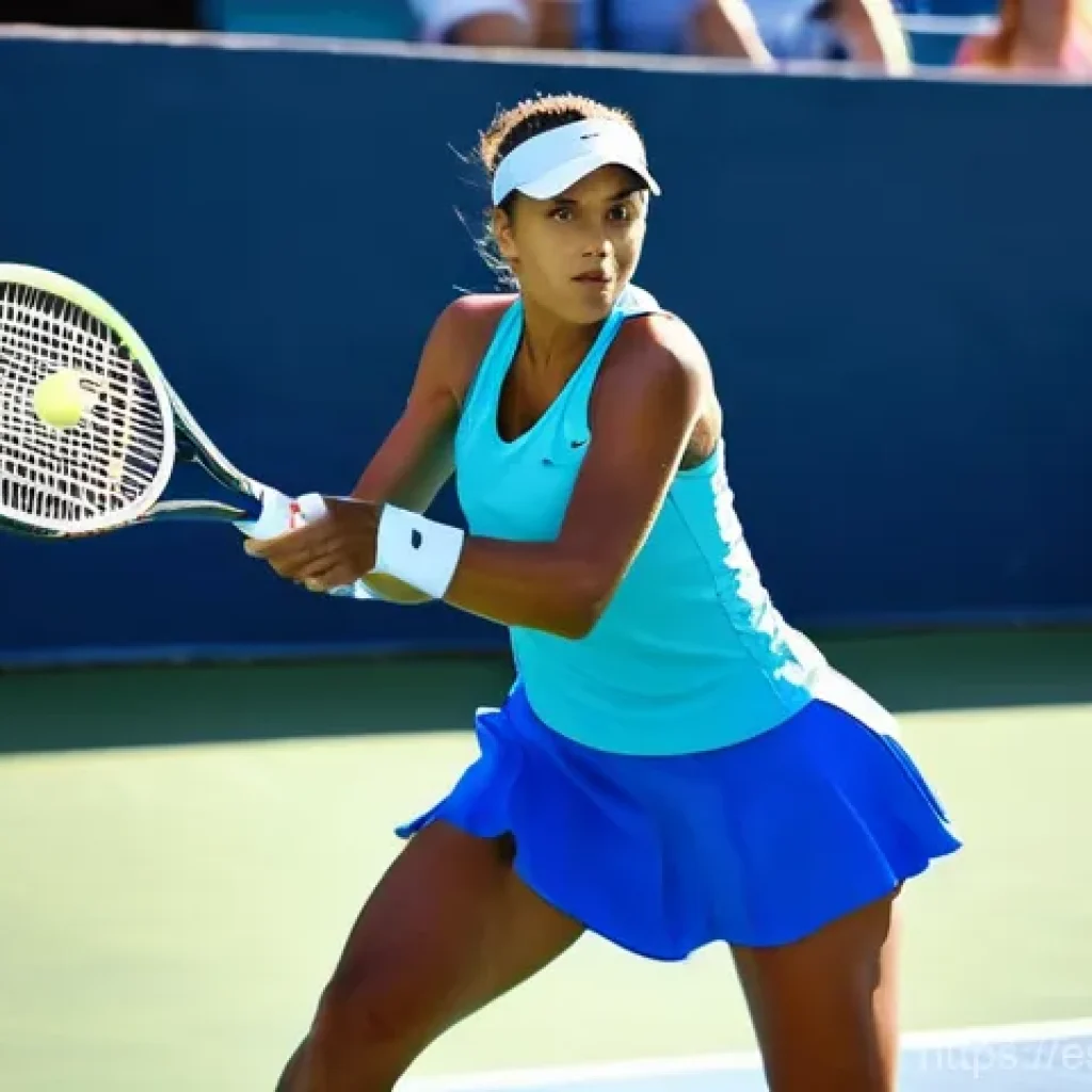 테니스 코트별 최적 신발 선택 - **Prompt for Hard Court: Power Player's Dominance**
"A strong, athletic tennis player, either ma...