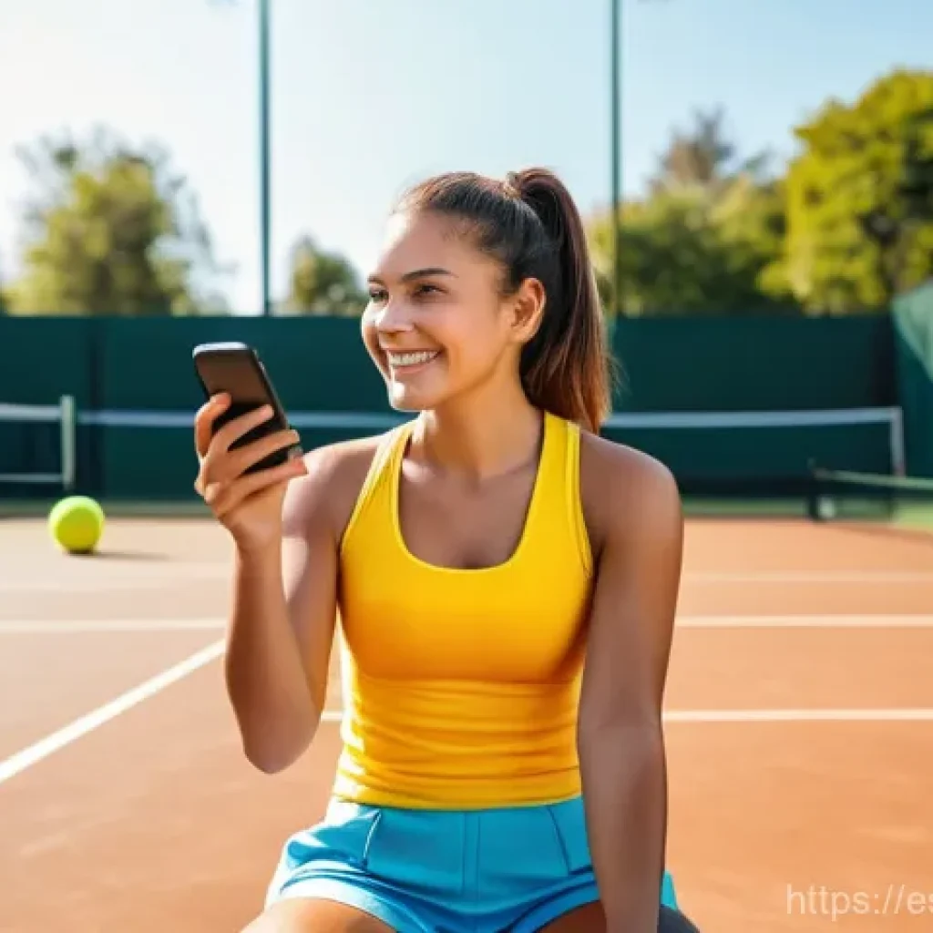 테니스 경기장 대여 꿀팁 - **Prompt 1: Seamless Court Booking with a Modern App**
"A young, energetic woman in athletic ten...