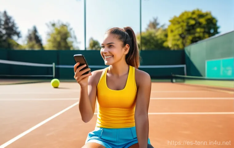 테니스 경기장 대여 꿀팁 - **Prompt 1: Seamless Court Booking with a Modern App**
"A young, energetic woman in athletic ten...