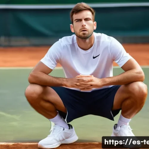 Home 32 테니스와 멘탈 관리 - A focused male tennis player in his mid-20s on a sunny outdoor clay court, wearing a white athletic ...