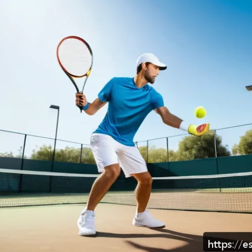 Home 31 테니스 입문자의 장비 예산 - A beginner tennis player wearing comfortable, moisture-wicking sportswear including a light-colored ...