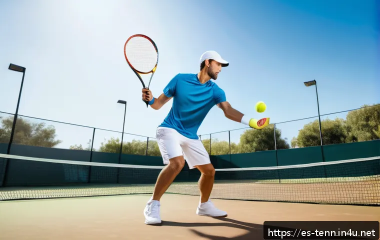 테니스 입문자의 장비 예산 - A beginner tennis player wearing comfortable, moisture-wicking sportswear including a light-colored ...